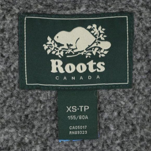 Roots Women's Extra Small Gray Heather 1/4 Zip Fleece Lined Embroidered Pullover - Picture 8 of 10